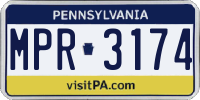 PA license plate MPR3174
