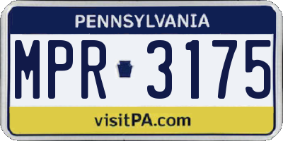 PA license plate MPR3175