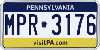 PA license plate MPR3176