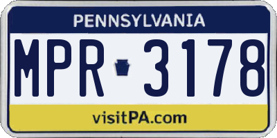 PA license plate MPR3178