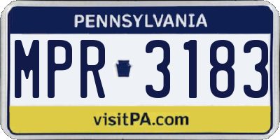 PA license plate MPR3183