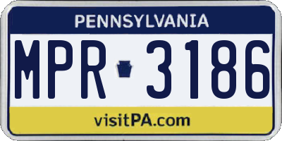 PA license plate MPR3186
