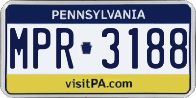 PA license plate MPR3188