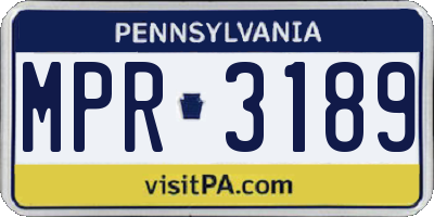 PA license plate MPR3189