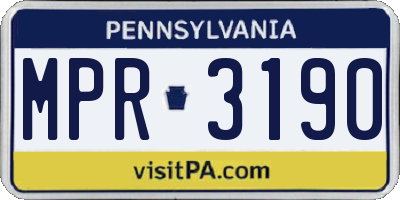 PA license plate MPR3190
