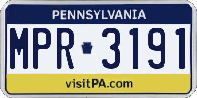 PA license plate MPR3191