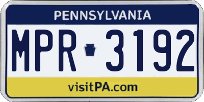 PA license plate MPR3192