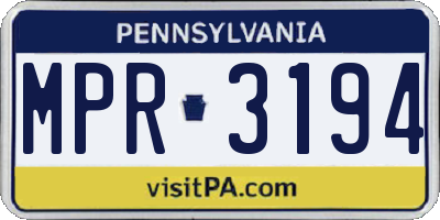 PA license plate MPR3194
