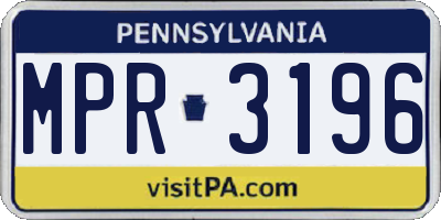 PA license plate MPR3196