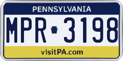 PA license plate MPR3198