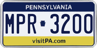 PA license plate MPR3200