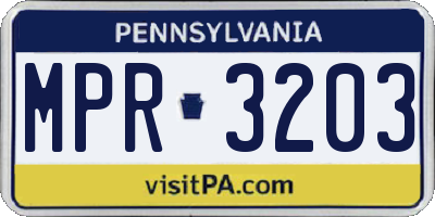 PA license plate MPR3203