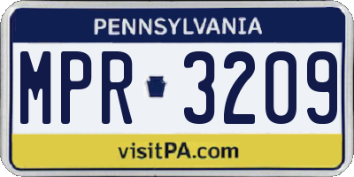 PA license plate MPR3209