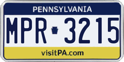 PA license plate MPR3215