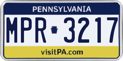 PA license plate MPR3217