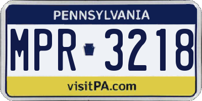 PA license plate MPR3218
