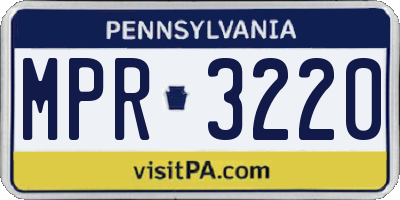 PA license plate MPR3220