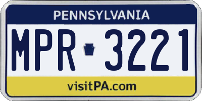 PA license plate MPR3221