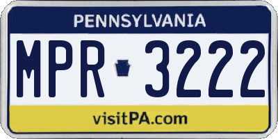 PA license plate MPR3222