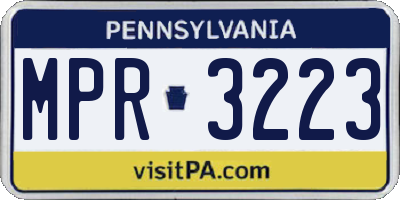 PA license plate MPR3223