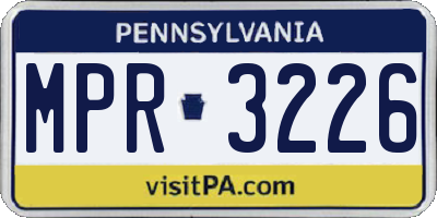 PA license plate MPR3226