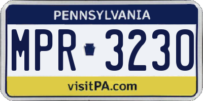 PA license plate MPR3230