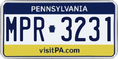 PA license plate MPR3231