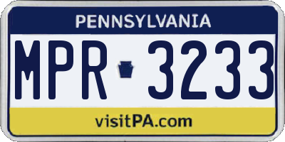 PA license plate MPR3233