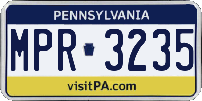 PA license plate MPR3235