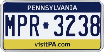 PA license plate MPR3238