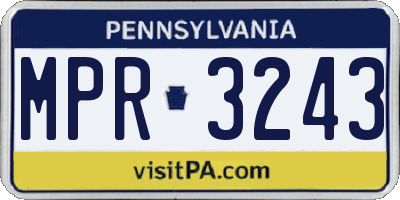 PA license plate MPR3243