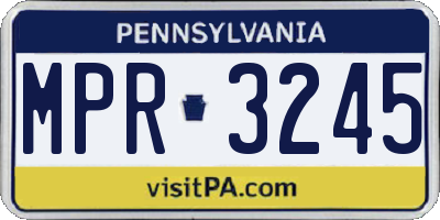 PA license plate MPR3245