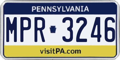 PA license plate MPR3246