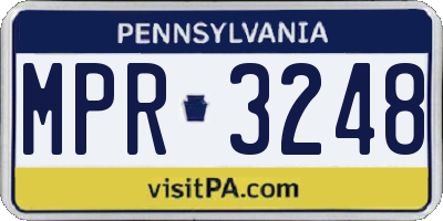 PA license plate MPR3248