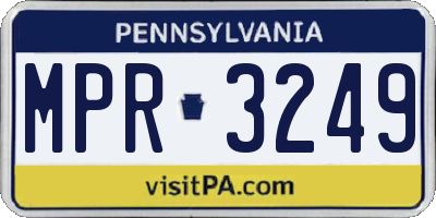 PA license plate MPR3249