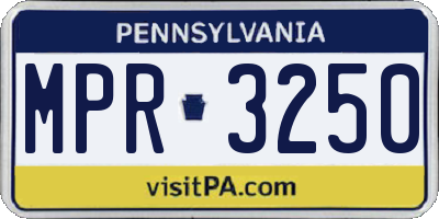 PA license plate MPR3250