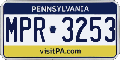 PA license plate MPR3253