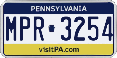 PA license plate MPR3254