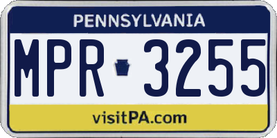 PA license plate MPR3255