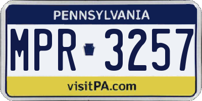 PA license plate MPR3257