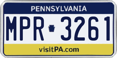 PA license plate MPR3261