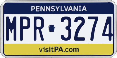 PA license plate MPR3274