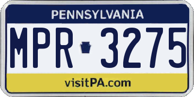 PA license plate MPR3275