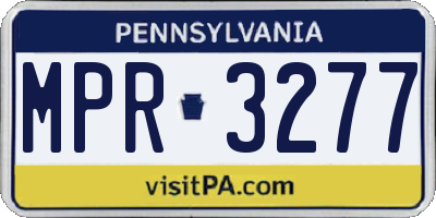 PA license plate MPR3277