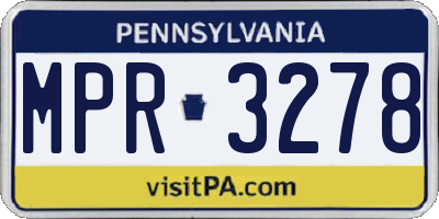 PA license plate MPR3278