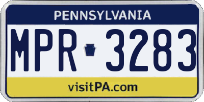 PA license plate MPR3283