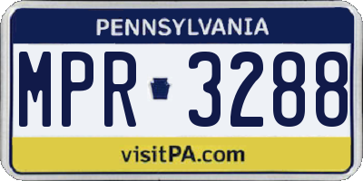 PA license plate MPR3288