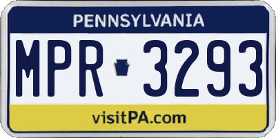 PA license plate MPR3293