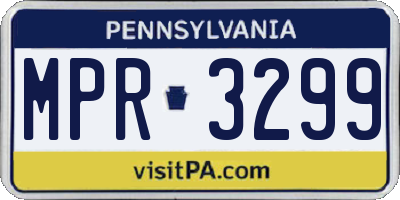 PA license plate MPR3299
