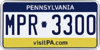 PA license plate MPR3300